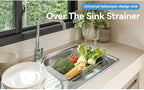 Adjustable Dish Drying Rack with Stainless Steel Drain Basket Over-The-Sink - Portable & Telescopic Space-Saving Solution for Fruit Vegetable