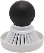 KitchenAid Palm Brush with Dish Tray to Keep Countertops Dry and Clean, Durable Nylon Bristles for Tough Cleaning, Dishwasher Safe, 2 Piece, Black