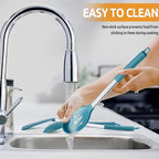 Cooking Utensils Set of 4, E-far Silicone Kitchen Utensils for Non-stick Cookware, Heat Resistant & Non-toxic Slotted Spatula Solid Spoon Turner for Flipping Mixing Serving Basting(Teal Blue)