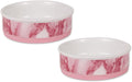 Bone Dry Ceramic Marble Non-Slip Pet Bowls, Dishwasher Safe, Large Set, 7.5x2.4, Pink, 2 Count