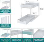 Under Sink Organizer -2 PACK|Pull Out Bathroom Organizer|2 Tier Slide Out Bathroom/Kitchen Organiers and Storage. (2 PACK White)