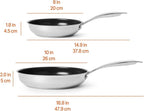 Amazon Basics 2-Piece Ceramic Non-Stick Stainless Steel Fry Pan Set, 10-Inch and 8-Inch