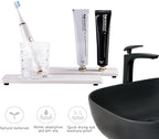 NiuYichee 2 Pcs Water Absorbing Stone Trays, Kitchen/Bathroom Sink Soap Dish, Diatomite Tray Used for Hand Soap & Cosmetic Bottles in The Modern Home, 3.15" W x 10.2" L, White