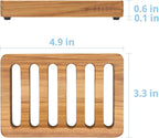 Slotted Soap Dish 2 Pack Teak Wood by HTB, Kitchen Wooden Sponge Holder, Self Draining Soap Dish for Shower, Sink, Bathroom, Bathtub, RV