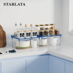 Acrylic Cabinet Organizer Shelf,4 Pcs Stackable Kitchen Counter Shelves,Spice Rack,Countertop Organizers,Clear Plastic Storage Organization for Makeup, Bathroom,Cupboard,Desk,Pantry
