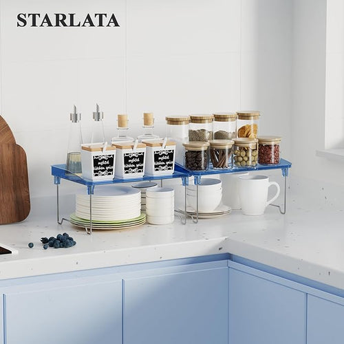 Acrylic Cabinet Organizer Shelf,4 Pcs Stackable Kitchen Counter Shelves,Spice Rack,Countertop Organizers,Clear Plastic Storage Organization for Makeup, Bathroom,Cupboard,Desk,Pantry