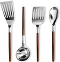 Salt & York 4-Piece Stainless Steel Cooking Utensil Set – Handcrafted Walnut Wood Handles, Mirror-Polished 18/8 Steel – Durable, Heat-Resistant Kitchen Tools & Premium Gift for Home Cooks