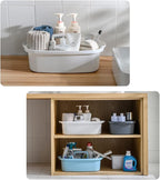 Large Cleaning Supplies Caddy Portable Shower Basket Supply Organizer with Handle Plastic Bucket Tool Storage for Bathroom, Bedroom, Kitchen, College Dorm, Garden, White 2 Pack