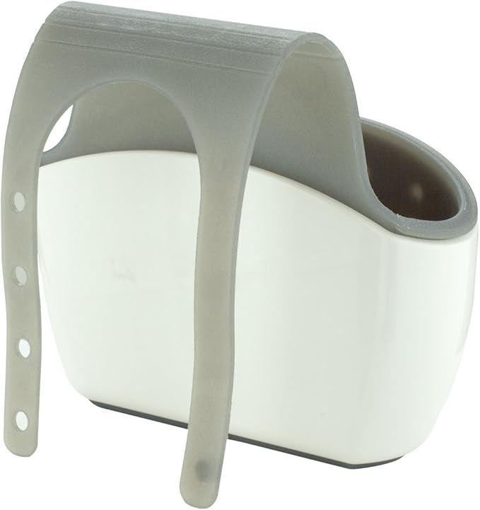 Casabella Sink Sider Faucet Caddy Sponge Holder,White & Grey