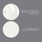 Gibson Elite Oyster Tide Embossed 12 Piece (Service for 4) Plates and Bowls Reactive Glaze Round Dishes Stoneware Ceramic Dinnerware Set, White