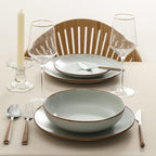 Stone Lain Brasa Stoneware 16 Piece Modern Dinnerware Set, Plates and Bowls, Service for 4, Light Green, Microwave & Dishwasher Safe
