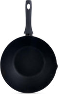 Ken Hom Stir Fry Wok 12" Aluminum Nonstick Pan with Soft Touch Handle and Flat Bottom, Black