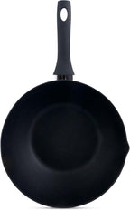 Ken Hom Stir Fry Wok 12" Aluminum Nonstick Pan with Soft Touch Handle and Flat Bottom, Black
