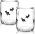 Skylety 2 Pack Icon Juice Glasses, 14 oz Stemless Glass Cups, Puppy Juice Cocktail Wine Coffee Drinking Cups for Engagement Wedding Anniversary Valentines Party Supplies