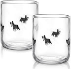Skylety 2 Pack Icon Juice Glasses, 14 oz Stemless Glass Cups, Puppy Juice Cocktail Wine Coffee Drinking Cups for Engagement Wedding Anniversary Valentines Party Supplies