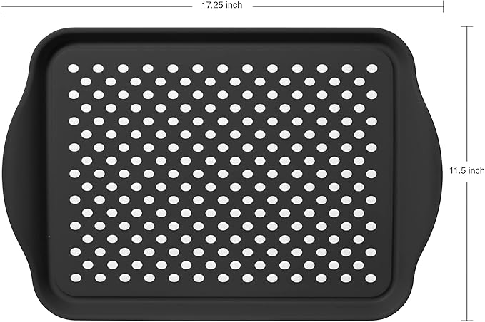 Oggi OGGI Anti Slip Serving Tray with Handles- Black Rectangle Tray - Ideal for Eating, Breakfast, Food, Appetizer Tray, Serving, 17.5 x 11.5 (5504.3)