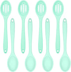 ELANE 8 Pcs Silicone Cooking Spoons Set,Mixing Spoons for Cooking Spoons for Nonstick Cookware Silicone Serving Spoons,Mixing Spoons for Cooking (Green)