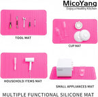 MicoYang Silicone Dish Drying Mat for Multiple Usage,Easy clean,Eco-friendly,Heat-resistant Silicone Mat for Kitchen Counter or Sink,Refrigerator or Drawer Liner Rose 4XL 32 inches x 18 inches