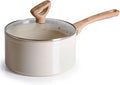 T-fal Revive Ceramic Nonstick Sauce Pan with Lid, 3 Qt Small Cooking Pot, Oven Safe Up To 350°F Saucepan Cookware, Kitchen Pots and Pans, Beige Granite