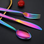 Rainbow Stainless Steel Flatware Set for 6, Ergonomic Silverware Set with Fork Spoon Knife, 30-piece Colorful Cutlery Tableware Set - Dishwasher Safe