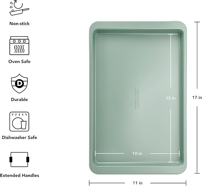 KitchenAid Nonstick Swiss Engineered Aluminized Steel Baking Sheet, Dishwasher Safe, 10 x 15 Inch, Cardamom