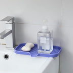MicoYang Silicone Bathroom Soap Dishes with Drain Spout-Bathroom and Kitchen Sink Organizer,Sponge Holder,Dish Soap Tray,Perfect for Dispenser,Scrubber,Bottle on Sink or Counter-Light Purple 9.6"×5.3"