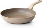 PRICUSIS Nonstick Frying Pan, 8/10/12 Inch Skillet with Stay Cool Handle, Stain/Scratch/Crack Proof, Induction Compatible & Oven Safe, Dishwasher Safe, PTFE & PFOA Free(10-Inch, Natural Linen)