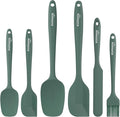 NileHome Silicone Spatula Set, 6 Pieces Food Grade Kitchen Utensils with Silicone Brush Heat Resistant Dishwasher Safe BPA-Free Rubber Spatula for Scraping, Baking, Cooking, Mixing-Green