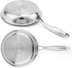Stainless Steel Pan 8 Inch，Non-Toxic PFAS, PFOA & PTFE Free, Compatible With All Cooktops & Induction Safe, Oven Safe Pan for Searing & Sautéing, Long Lasting Cookware. (8 Inch)
