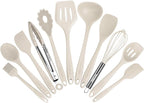 Kitchen Utensil Set - 11 Cooking Utensils - Colorful Silicone Kitchen Utensils - Nonstick Cookware with Spatula Set - Colored Best Kitchen Tools Kitchen Gadgets (Khaki)