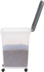 Amazon Basics Airtight Pet Food Storage Container with Scoop, BPA Free, Removable Wheels, 69 QT, Gray