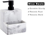 zccz Soap Dispenser with Sponge Holder, Marble Look Liquid Hand and Dish Soap Dispenser Pump Bottle and Sponge Holder 2 in 1 for Kitchen Sink Bathroom Counter Storage and Organization