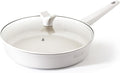 THE ROCK SOHO 11-Inch Non Stick Frying Pan with Lid–Nothing Sticks, Never Warps, Lasts Longer, Ceramic Non Toxic Skillet with Heat-Resistant Handle, PTFE PFOA&PFAS Free, Dishwasher Safe, Cream