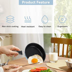Nonstick Frying Pan 4.9 Inch (12.5cm) Round Egg Pan One Egg Fry Pan Egg Pancake Maker Omelet Mini Dishwasher Safe Cookware Small Egg Skillet, PFOA Free, Portable Pan for Stove Gas Induction Hob