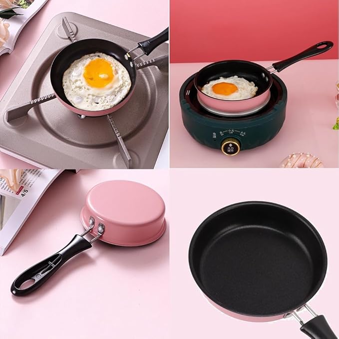 Nonstick Frying Pan 4.9 Inch(12.5cm) Round Egg Pan One Egg Fry Pan Egg Pancake Maker Omelet Mini Dishwasher Safe Cookware Small Egg Skillet, PFOA Free, Portable Pan for Stove Gas Induction Hob
