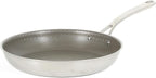 Martha Stewart Badgley Hybrid Nonstick 11 Inch TriPly Stainless Steel Large Fry Pan & Stay Cool Handle - Laser Etched Non-Toxic Perfect Sear Nonstick Skillet - Dishwasher and Induction Safe