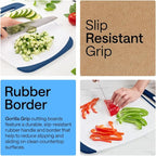 GORILLA GRIP BPA-Free Reversible Kitchen Cutting Board Set of 3, US Designed, Nonporous, Juice Grooves Catch Liquid, Slip Resistant Border, Dishwasher Safe Large Food Chopping Boards, Red Blue Green