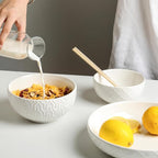 Sureasy Ceramic Cereal Bowls Set of 4-25 oz White Soup Bowls for Kitchen, Perfect for Soup, Pasta and Salad, Microwave & Dishwasher Safe