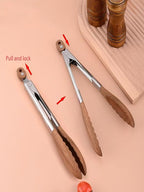 2 Pcs Wooden Tongs for Cooking – 15"/11" Walnut Wooden Kitchen Tongs with Wooden Tips, Ideal for Salad and BBQ