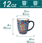 vancasso 12 oz Coffee Mugs Set of 6, Ceramic Mug with Handle, Boho Coffee Cups for Latte, Cappuccino & Hot Chocolate, Dishwasher & Microwave Safe Gift Set, Series SIMI