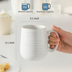 MEKY Coffee Mugs, 15 OZ Ceramic Coffee Cups Set of 4, Latte Mug with Handle for Latte Milk Cappuccino Cocoa Mocha Tea For Dad and Mom as Gifts, Dishwasher Microwave Safe, Arctic White