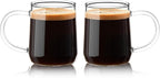 Glass Espresso Cups Set of 2, 3 oz Clear Espresso Shots Cup with Handle, Mini Coffee Cups Glasses Mugs, Demitasse Cups, Cappuccino Cup, Suit for Espresso Machine, Microwave Dishwasher Safe