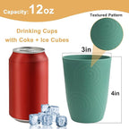 Glasses Drinking Set 6 PCS - Wheat Straw Cups Lightweight Plastic Cup Set 12 OZ Unbreakable Cups Microwave and Dishwasher Safe Water Tumbler, Kitchen Cup for Picnics, Camping, RV - Green