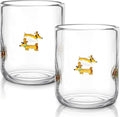 Skylety 2 Pack Icon Juice Glasses, 14 oz Stemless Glass Cups, Dachshund Juice Cocktail Wine Coffee Drinking Cups for Engagement Wedding Anniversary Valentines Party Supplies