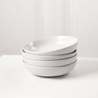 Earth & Clay Mia 12-Piece Stoneware Dinnerware Set, Plates and Bowls Set, Dishwasher and Microwave Safe, Dish Set for 4, White