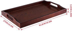 MDLUU Plastic Serving Tray, Ottoman Tray with Cutout Handles, Rectangle Butler Tray for Breakfast in Bed, Coffee Table Decor, Party (Red Brown)