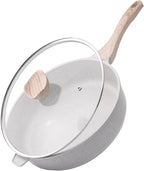 Kordisen Nonstick Ceramic Deep Frying Pan, 12 Inch Non Toxic Large Skillet with Lid, 5 Qt Healthy Jumbo Cooker, Saute Pan for Cooking, Induction Cookware, PFOA & PFAS Free (Grey)