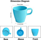 10 oz Coffee Cups Eco-Friendly, Shatter-Resistant Mug with Hanging Ears | Thickened Porcelain-Like Material | Suitable for Both Commercial and Home use(6-pack)(Blue)