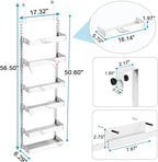 bukfen Over the Door Pantry Organizer, 6-Tier Adjustable Basket Kitchen Pantry Door Organization and Storage, Heavy-Duty Metal Hanging Kitchen Spice Rack, D6.3 x W17.32 x H50.60 inch, 1 Pack