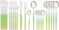 JASHII Flatware Set 24 Piece, Stainless Steel Silverware Set, Macaron Small Fresh Color Cutlery Set, Modern Elegant Tableware Set for Party, Christmas, Dinner (Rainbow Silver)
